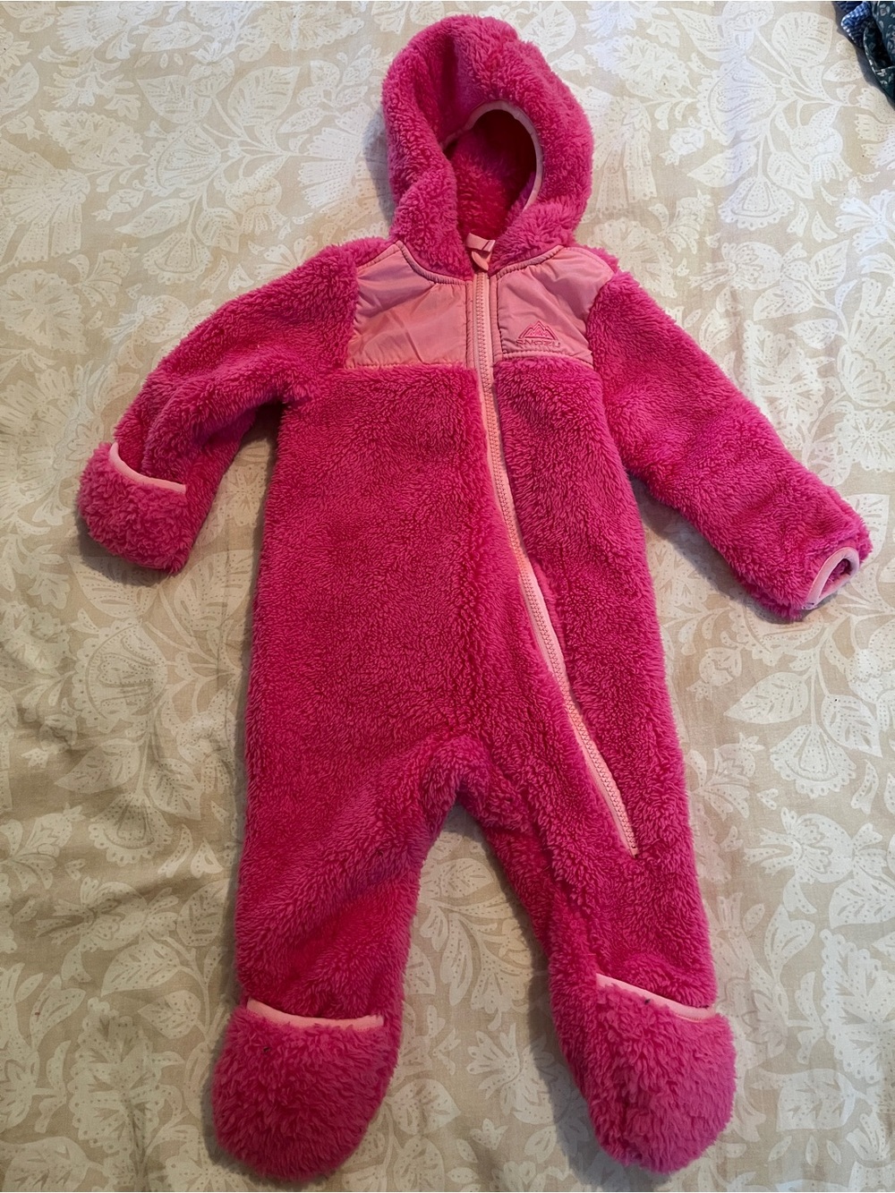 Snozu Hot Pink Hooded Fleece One-Piece Footie